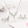 Conjunto de Joias Anjo da Guarda Anel Feminino Totalmente Cravejado com Diamantes Colar Brincos Conjunto de Três Peças Conjunto de Asas de Anjo Joias Atacado