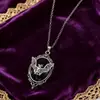 Set de Joyería Creativo Retro Halloween Murciélago Vampiro Collar Pendientes Estilo Oscuro Gótico Cadena para Clavícula con Piedras Preciosas