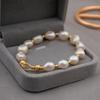 Collar de perlas de agua dulce barrocas, conjunto de pulsera y pendientes de perlas en forma de collar de boda, cadena para suéter, cadena para madre