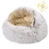 Veludo de Cristal Quente Redondo Meio Pacote Canil de Gato Canil de Animal de Estimação Sono Profundo Pelúcia Ninho Redondo Saco de Dormir Canil de Gato Semi-Fechado