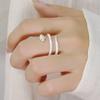 Anillo de Luz de Serpiente de Bobinado Multicapa Lujo Personalizado Anillo de Cola de Serpiente Zodiacal Texturizado Anillo de Serpiente de Circonita Ojos Verdes