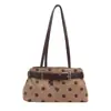 2026 Bolso de Hombro de Lunares Retro para Mujer Bolso Baguette con Hebilla de Cuero Nuevo para Otoño/Invierno Estilo Perezoso Cierre de Cremallera Bolso Pequeño de Hombro Único