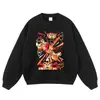 Diseño icónico, efecto estampado, lavado y desgastado, sudadera con capucha extragrande y hombros caídos, sudadera con capucha de moda sin cierre, sudadera de cuello redondo