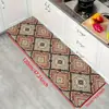 Tapete de Chão de Terra de Diatomáceas com Azulejo Floral Estilo Americano Tapete de Chão de Cozinha Conjunto de Duas Peças Resistente ao Desgaste Antiderrapante Tapete para Pés Doméstico Absorvente de Água Secagem Rápida