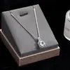 Colar Curto Totalmente Cravejado Feminino Zircônia Brilhante Pingente de Diamante Quadrado Corrente Simples Geométrico Estilo Coreano Banhado a Platina Clavicular