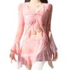 Traje de baño para mujer 2026 Nuevo Bikini Sexy de Cuatro Piezas Estilo Falda Dividida Traje de baño de Manga Larga para Aguas Termales