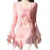 Traje de Baño de Hada para Mujer, Estilo Nuevo 2026, Sexy Conjunto de Bikini de Cuatro Piezas Estilo Falda Dividida, Traje de Baño de Manga Larga para Aguas Termales