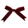 Decoraciones Navideñas Más Vendidas Transfronterizas Lazo de Cinta de Terciopelo Borgoña 2.5cm Cinta de Terciopelo Lazo para Empaquetar Cajas de Regalo Navideñas