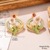 Aretes de flores francesas pintura al óleo color esmalte aretes estilo retro 2024 nuevo temperamento aretes jardín de Monet al por mayor