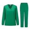 Conjunto de Uniforme de Trabalho de Manga Longa com Decote em V para Médico e Enfermeiro, Scrubs Personalizáveis com Logo, Uniforme Hospitalar para Mulheres
