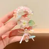 Laço de Cabelo Infantil Estilo Chinês com Flor e Borla Menina Estilo Antigo Laço de Cabelo Hanfu Elástico Fofo Laço de Cabelo Acessórios de Cabelo