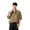 Camisa de Manga Larga Tie-Dye Única Estilo Chino Nuevo de Otoño para Adolescentes, Camisa Casual Británica de Manga Larga Holgada