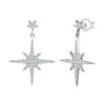 Pendientes de Plata de Ley S925 de Estrella Pendientes Largos con Tres Estrellas de Moissanita Pendientes Largos Colgantes de Moissanita