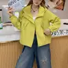 Jaqueta curta feminina primavera/outono 2026 novo estilo coreano com capuz casual solta top casaco moderno