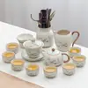 Lujo Ligero de Gama Alta Horno Ru Juego de Té Kung Fu para el Hogar Cerámica China Tetera Taza de Té Bandeja de Té Pequeña Juego de Regalo