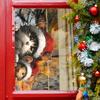 Fun-Jd164 Gato e Rato Usando Chapéus de Natal Decoração de Casa Porta de Vidro Adesivos de Janela Atacado UV