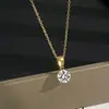 Colar Redondo de Moissanita para Mulheres, Zircônia Simples de Quatro Garras, Estilo Levemente Luxuoso, Corrente de Clavícula Versátil, Fornecimento Transfronteiriço