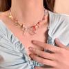 Colar de maçã com contas de dopamina colorida, estilo doce e fresco, feminino, corrente de clavícula, design de nicho