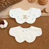 Babadores Impermeáveis Bebê Estilo Coreano Ins, Babadores de Algodão Puro Dupla Face para Bebês, Babadores em Formato de Pétala para Meninas e Meninos
