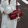 Bolso de bowling retro de cuero suave estilo coreano para mujer, diseño nuevo, aspecto de alta gama, bolso de axila, bolso de mano para el día a día, transfronterizo