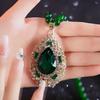 Nuevo Collar Vintage de Cristal con Cuentas Esmeralda para Mujer, Cadena Larga de Lana con Gota de Agua, Colgante de Gama Alta, Accesorios Colgante
