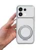 Compatible con OPPO Reno16F Funda de teléfono con soporte magnético texturizada de cuero Corning A6X ventana de visualización grande FindX9S cubierta protectora