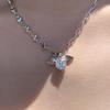 Diseño original superficie de tambor nueva puntada de amor avanzada alas de ángel colgante de gema collar cadena de clavícula en forma de corazón femenina