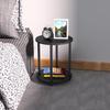 Mesa de borde redondo, muebles de decoración del hogar, mesa de madera negra de 2 capas, artesanías de madera, regalo