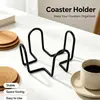 Suporte de Armazenamento para Porta-Copos de Ferro Preto Clipe em U Organizador de Mesa Porta-Copos para Mesa de Escritório