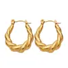 Pendientes de Acero Inoxidable con Galvanoplastia al Vacío en Forma de C, Aros Exagerados de Textura Estilo Europeo y Americano, Pendientes de Diseño de Nicho para Mujer