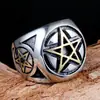 Anel de Pentagrama de Aço Inoxidável com Personalidade Punk Gótico Rock Europeu e Americano para Homens