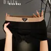 Agite o mesmo estilo! Roupa Íntima Masculina Genuína de Seda de Gelo Primavera e Verão Respirável Fresca Cueca Boxer Cor Sólida Cintura Média Cueca Boxer Masculina