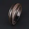 Comercio Exterior Más Vendido Pulsera Magnética de Cuerda de Cuero Tejida a Mano Estilo Retro Europeo y Americano Pulsera Joyería para Hombre Multicapa de Cuero PU
