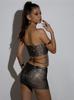 Traje de mujer sexy transfronterizo europeo y americano Amazon, top con cordones y falda de red de pesca con tiras de diamantes de imitación