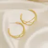Aretes Metálicos Minimalistas en Forma de C de Tres Capas de Alambre Retorcido con un Toque de Lujo Ligero, Aretes Circulares con Pines de Plata S925