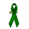 Fabricante Produce Cinta de Poliéster Verde de 1.6cm Broche Pin Corazón de Caridad Lazo de Apoyo Accesorios para Ropa