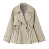 Z Estilo Europeo y Americano Transfronterizo 2026 Nueva Moda Elegante Abrigo Trench Doble Botonadura para Mujer al por Mayor con Cuello y Cinturón 6318011