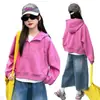 Sudadera con Capucha Deportiva Casual de Media Cremallera para Niñas, Elegante Nueva Moda Infantil Primavera y Otoño 2026, Top Versátil