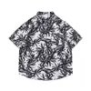 Camisa floral barroca vintage plus size 150kg para homens, camisa de manga curta com folha de bordo para férias na praia havaiana