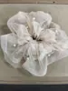 Goma de pelo elegante de malla con perlas estilo coreano, estilo perezoso, tamaño grande, coleta simple y de alta gama, accesorio para el cabello muy bonito para mujeres