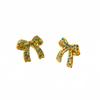 Cross-border New Colored Diamond Bow Titanium Steel Brincos Moda Feminina Light Luxury All-match High-grade Aço Inoxidável Colar terno