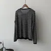 Camiseta de manga larga con cuello redondo multicolor estilo coreano Beishan Tongshu para mujer, top fino de otoño, ajuste holgado, capa base P2506