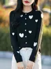 Suéter Cárdigan Tejido con Patrón de Corazones Estilo Francés para Mujer, Colección Primavera 2026, Prenda Superior de Punto de Lana Versátil y Elegante para el Trabajo