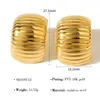 Pendientes Cuadrados Geométricos Clásicos de Acero Inoxidable Estilo Ins Europeo y Americano Pendientes Retorcidos con Patrón Acolchado Pendientes de Oro de 18K que No se Desvanecen