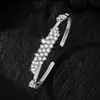 Elegante Pulsera de Zirconia Estilo Francés con Diamantes, Pulsera Abierta Envolvente Floral Estilo Corte Vintage, Accesorio de Mano de Moda y Versátil