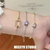 ¡Lujo estilo coreano! Pulsera entrelazada de circonita cúbica, pulsera de moda minimalista, sensación de lujo ligero y alta gama, joyería para mujer