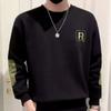 Suéter Masculino de Lã Forrado para Outono Versátil para Rua Bordado com Letras Gola Redonda Moda Masculina