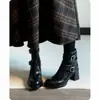 Botines de Plataforma de Temporada First Encounter para Mujer, Estilo Británico, Nueva Colección Otoño/Invierno 2026, Botas tipo Martin con Tacón Grueso y Detalle de Hebilla, Botas Adelgazantes