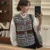 Suéter Cardigan Corto con Patrón Fair Isle Retro Nuevo Otoño 2026 Dongdaemun Coreano Chaleco Abrigo para Mujer