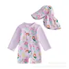 Traje de baño transfronterizo europeo y americano para bebé, traje de surf cálido de una pieza para niña con protección solar para la playa y capucha